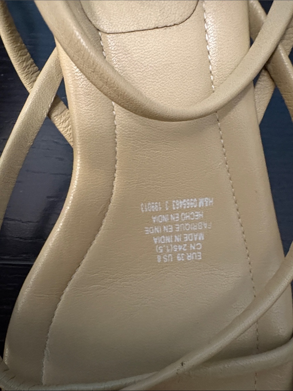 H&M Women's Beige Leather Strappy Square-Toe Sandals - Picture 3 of 6